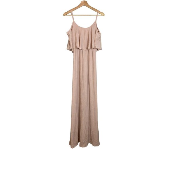 Show Me Your MuMu Caitlin Ruffle Maxi Dress XXS Medium Dusty Blush Crisp Pink - Picture 7 of 12